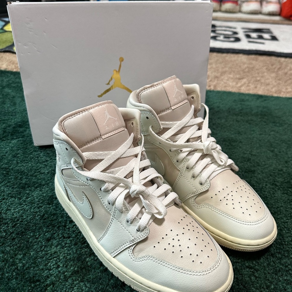 Women’s Jordan Mid-Top Sneakers in Cream and White